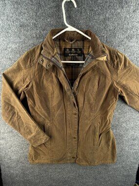 Barbour Retail Antique Emily Lined Waxed Jacket Women Full Zip Brown Size US 10